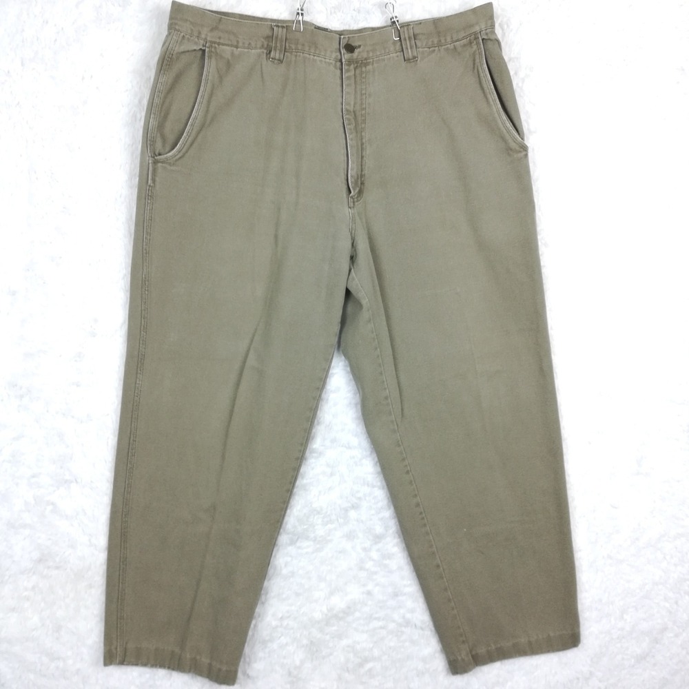 Cabela's Mens Pants Chino Work Duck Canvas Brown Taupe Straight Leg 44‎